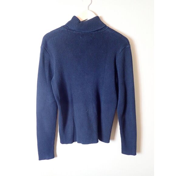 Lauren Ralph Lauren Vintage Ribbed Knit Turtleneck Black Mock Neck Logo Large - Picture 6 of 7